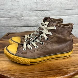 Converse Chuck Taylor All Star Hi Top Brown Leather Sneaker 312643 Youth Size 2